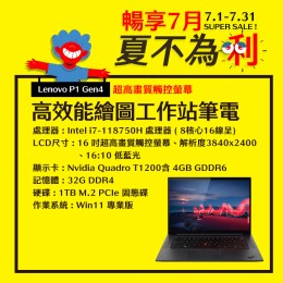  【樺仔7月快閃優惠】Lenovo P1 Gen4 ( 4G獨顯 /  32G記憶體 / 1TB / Win11 )  