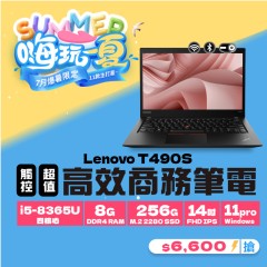 【樺仔7月快閃優惠】Lenovo T490s ( 8G記憶體 / 256G SSD / Win11 )