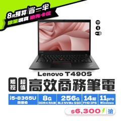 【樺仔8月快閃優惠】Lenovo T490s ( 8G記憶體 / 256G SSD / Win11 )